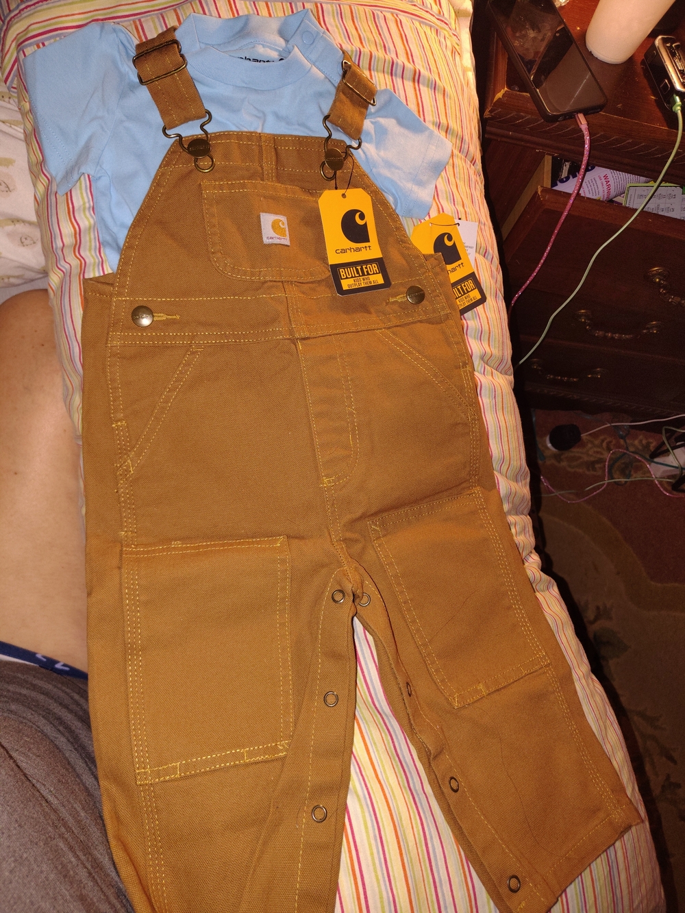 Carhartt Toddler Tan Brown Duck Overalls with Adjustable Straps